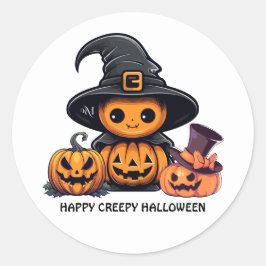 Pegatina Redonda Round Sticker : HALLOWEEN Creepy