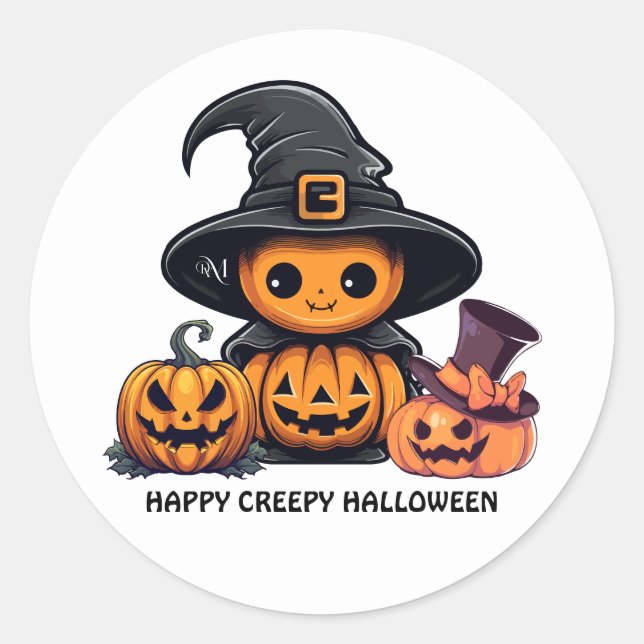 Pegatina Redonda Round Sticker : HALLOWEEN Creepy (Anverso)