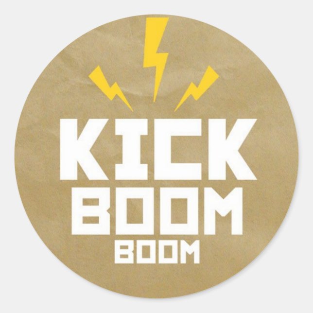Pegatina Redonda Round Stickers Kick Boom Boom (Anverso)