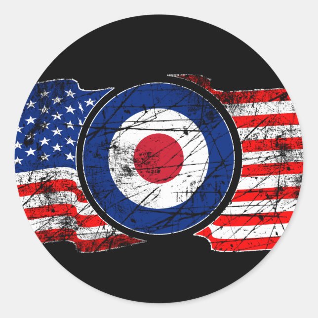 Pegatina Redonda Roundel Mods USA Target Scooter (Anverso)