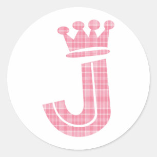 PEGATINA REDONDA ROWN INITIAL PINK J