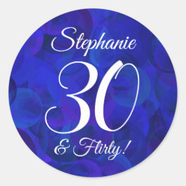 Pegatina Redonda Royal Blue 30 y Flirty Birthday Favor