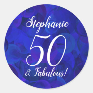 Pegatina Redonda Royal Blue 50 y la fabulosa Favor del Cumpleaños