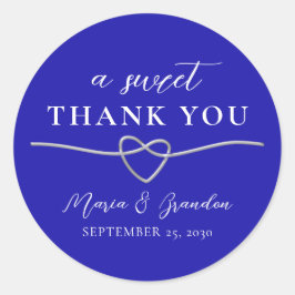 Pegatina Redonda Royal Blue A Sweet Gracias A Boda Favor