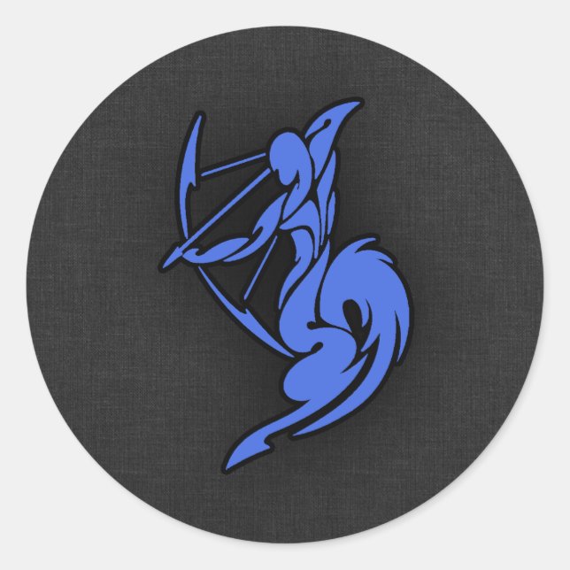 Pegatina Redonda Royal Blue Sagittarius (Anverso)
