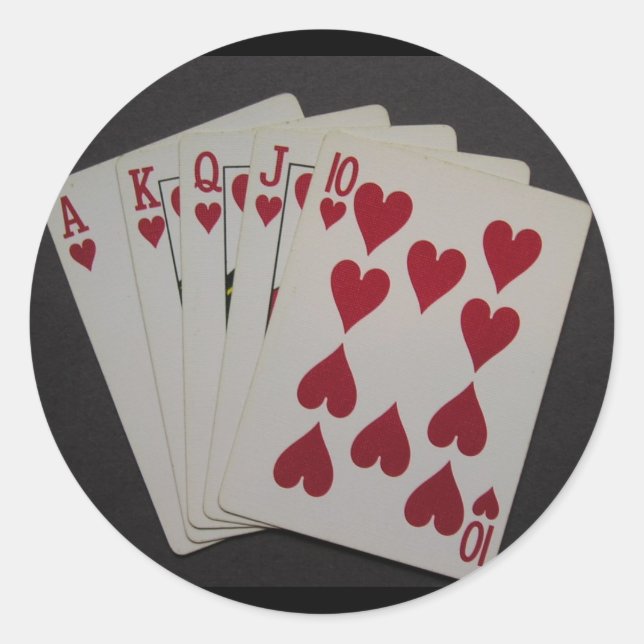 Pegatina Redonda Royal Flush (Anverso)