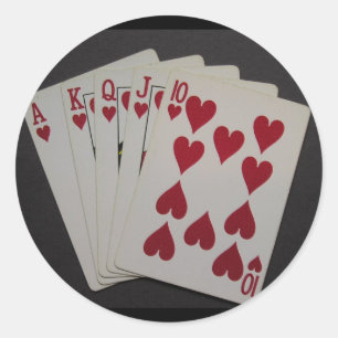 Pegatina Redonda Royal Flush