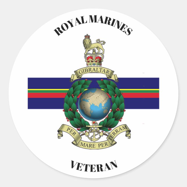 Pegatina Redonda Royal Marines Veteran (Anverso)