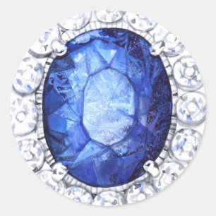 Pegatina Redonda Royal Sapphire Original Watercolor