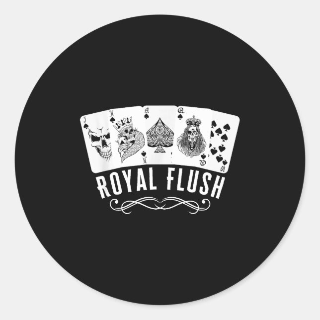 Pegatina Redonda Royal Spade Flush Skeleton King Queen Spades Ker G (Anverso)