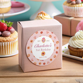 Pegatina Redonda Royal Tea Fiesta Pattern Pink Birday