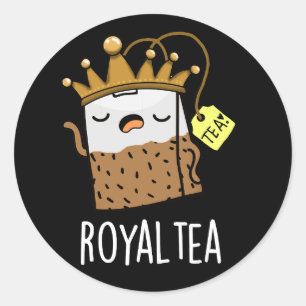 Pegatina Redonda Royal-tea Funny Tea Pun Dark BG