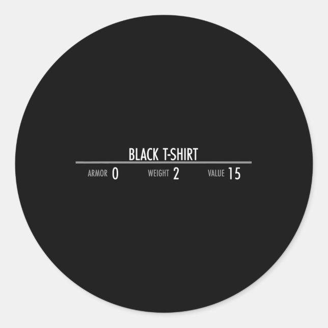 Pegatina Redonda Rpg Armor Stats - Video Game Player  (Anverso)