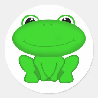 Pegatina Redonda ¡Rrribbit! Green Froggie