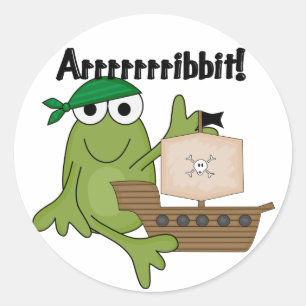 Pegatina Redonda Rrrribbit Frog Pirate Tshirts y regalos
