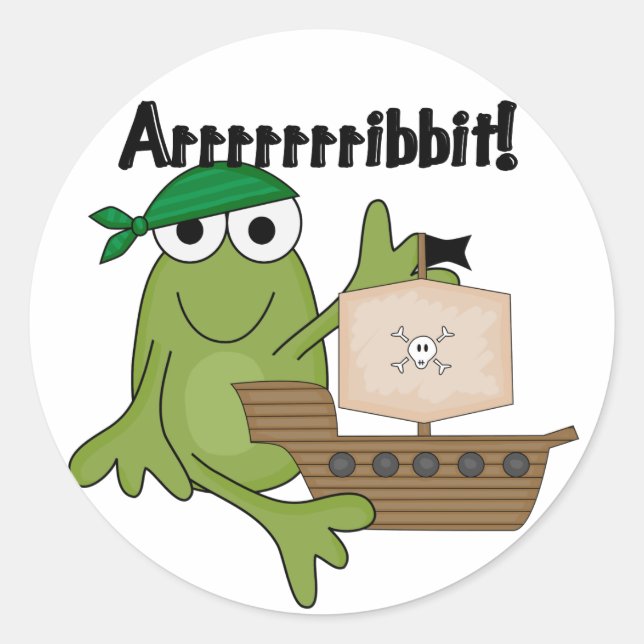 Pegatina Redonda Rrrribbit Frog Pirate Tshirts y regalos (Anverso)