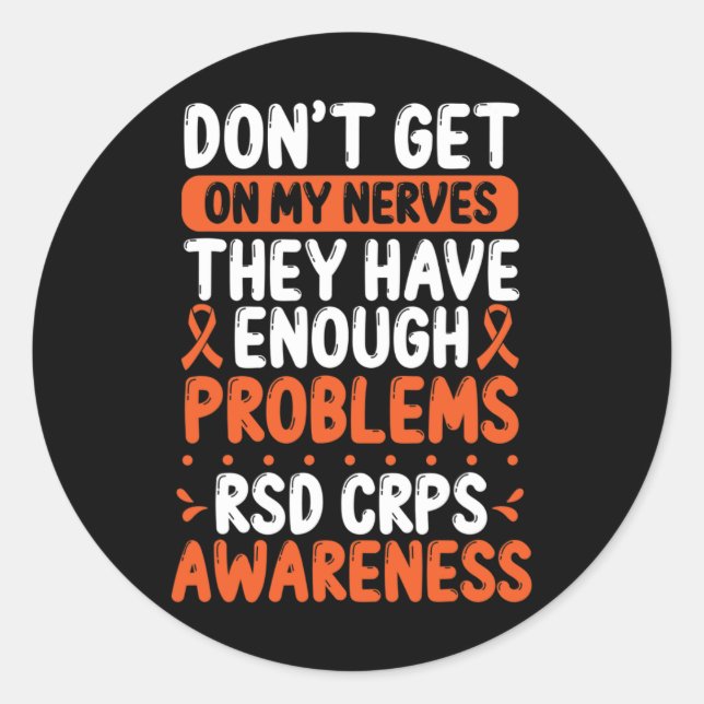 Pegatina Redonda RSD Cinta de Naranja guerrero CRPS en mis nervios  (Anverso)