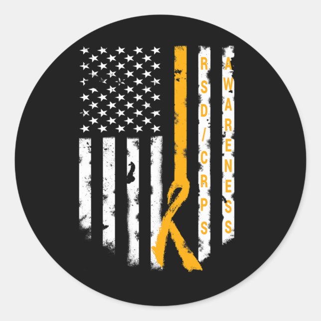 Pegatina Redonda RSD CRPS Conciencia de la bandera estadounidense S (Anverso)