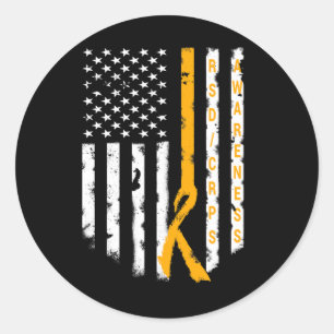 Pegatina Redonda Rsd Crps Concientización Bandera Estadounidense Ap