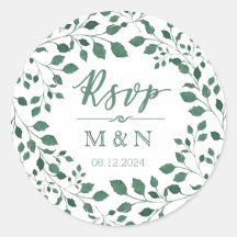 RSVP | Boda Monograma de hojas verdes