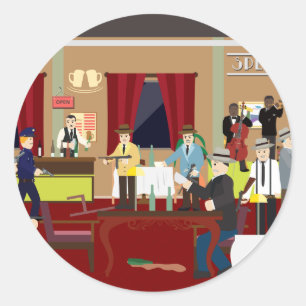 Pegatina Redonda Ruaring 20's Speakeasy USA (Historia simple)