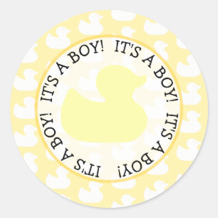 Pegatina Redonda Rubber Duckie Baby Shower