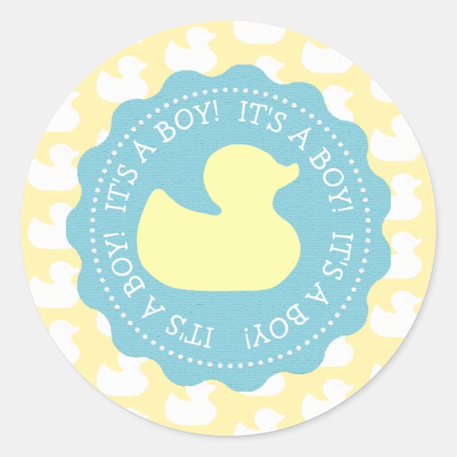 Pegatina Redonda Rubber Duckie Baby Shower (Anverso)