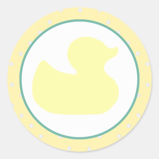 Pegatina Redonda Rubber Duckie Baby Shower (Anverso)