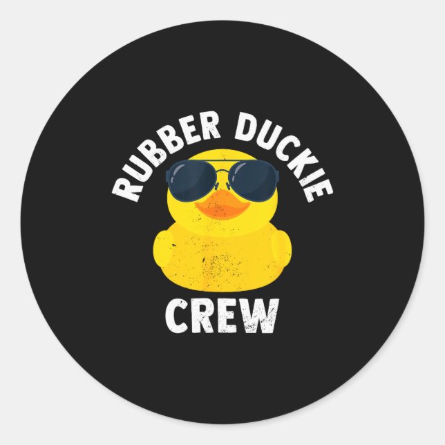 Pegatina Redonda Rubber Duckie Crew Funny Rubber Duck  (Anverso)