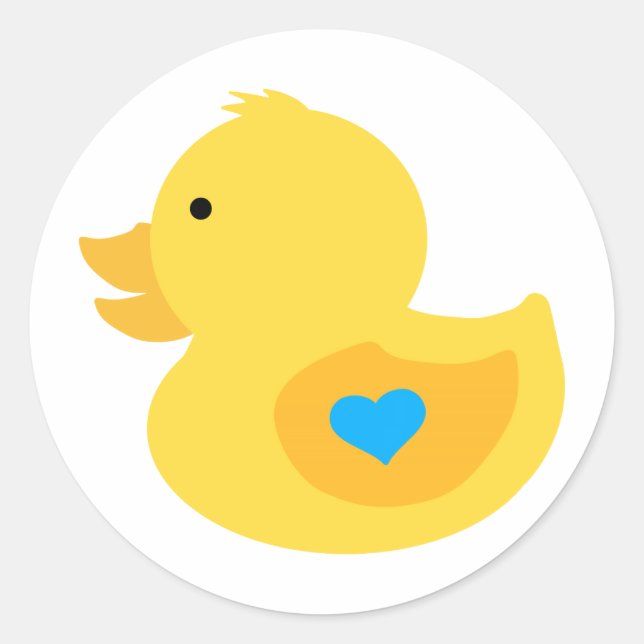 Pegatina Redonda Rubber Ducky Boy Baby Shower (Anverso)
