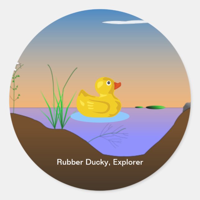 Pegatina Redonda Rubber Ducky, Explorer (Anverso)