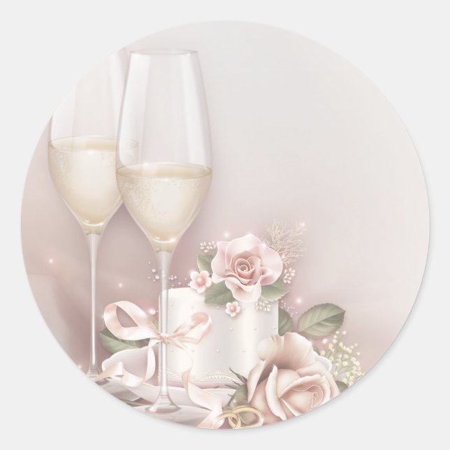 Pegatina Redonda Rubor Champagne y Cake (Anverso)