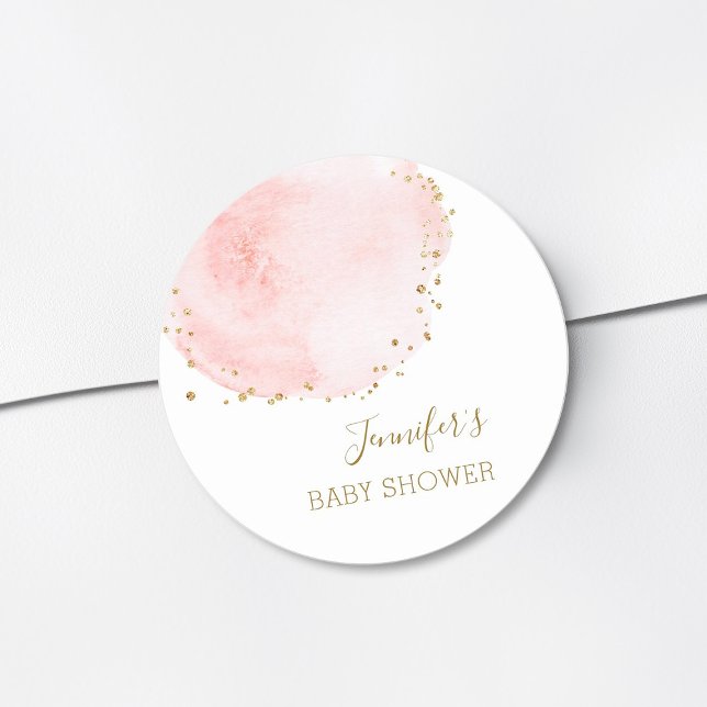 Pegatina Redonda Rubor Floral Gold Purpurinas Dots Baby Shower (Subido por el creador)
