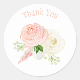 Pegatina Redonda Rubor Floral Rosa