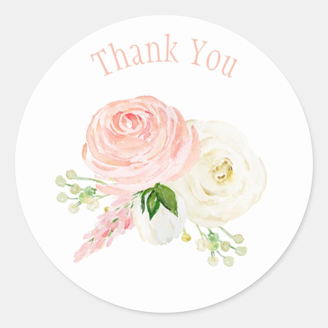 Pegatina Redonda Rubor Floral Rosa (Anverso)