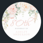 Pegatina Redonda Rubor & Ivory Flowers 80th Birthday Party<br><div class="desc">Rubor & Ivory Flowers 80th Birthday Party Classic Round Pegatina Seguir nuestra tienda para muchas más invitaciones y diseños</div>