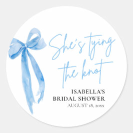 Pegatina Redonda Rubor Lazo Azul Ella se Casa Despedida de Soltera