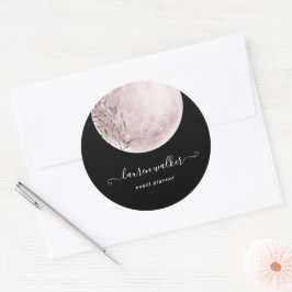 Pegatina Redonda Rubor Pink Full Moon Elegant