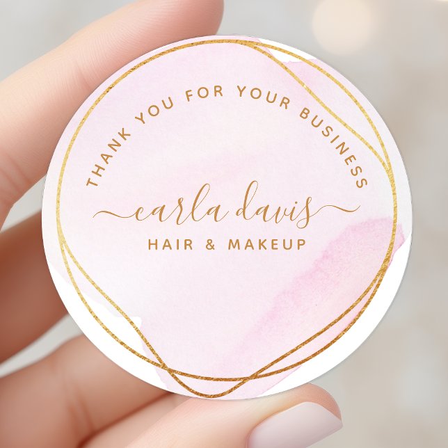 Pegatina Redonda Rubor Pink Gold Circle Business Gracias (Subido por el creador)