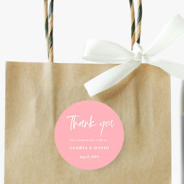 Pegatina Redonda Rubor Pink Gracias Boda