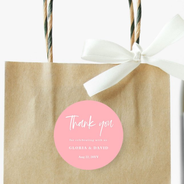 Pegatina Redonda Rubor Pink Gracias Boda (Subido por el creador)