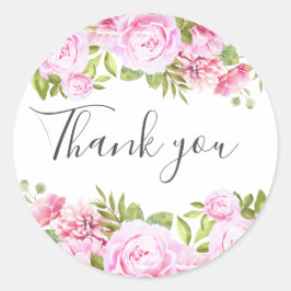 Pegatina Redonda Rubor Pink Greenerenery Floral Gracias