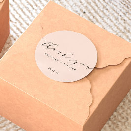 Pegatina Redonda Rubor Pink Simple Elegant Gracias Boda