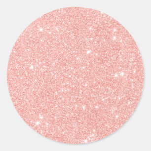 Pegatina Redonda Rubor Purpurina Rosado Personalizado Trendy