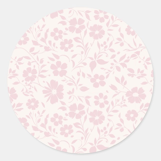 Pegatina Redonda Rubor Rosa Vintage Bloom - Neutral (Anverso)