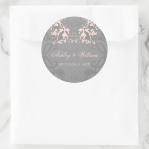 Pegatina Redonda Rubor Vintage Flourish Wedding Party Favor