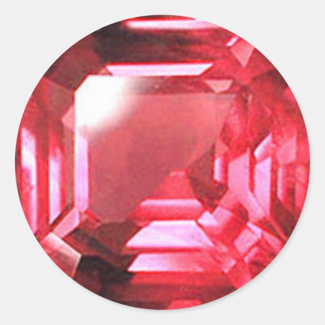 Pegatina Redonda Ruby Gemstone Pink (Anverso)