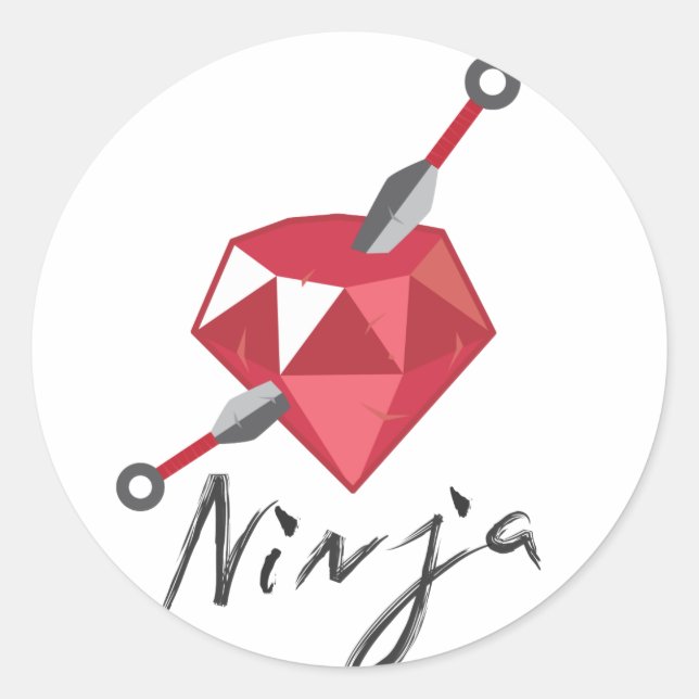 Pegatina Redonda Ruby Ninja Gemstone Geek (Anverso)