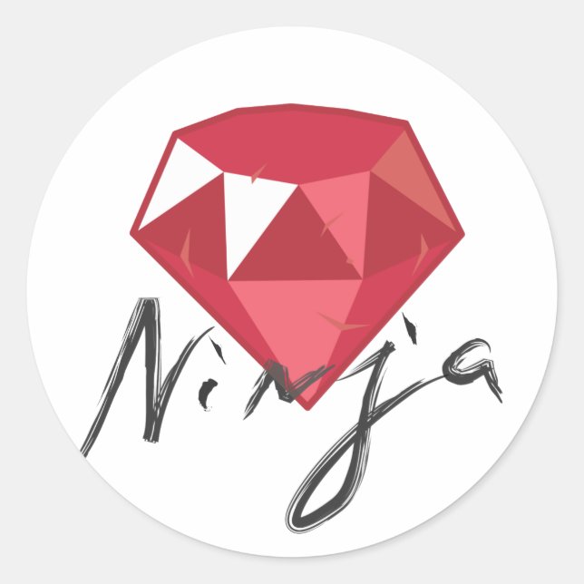 Pegatina Redonda Ruby Ninja Gemstone Geek (Anverso)