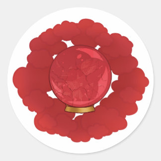 Pegatina Redonda Ruby Red Cracking Crystal Ball